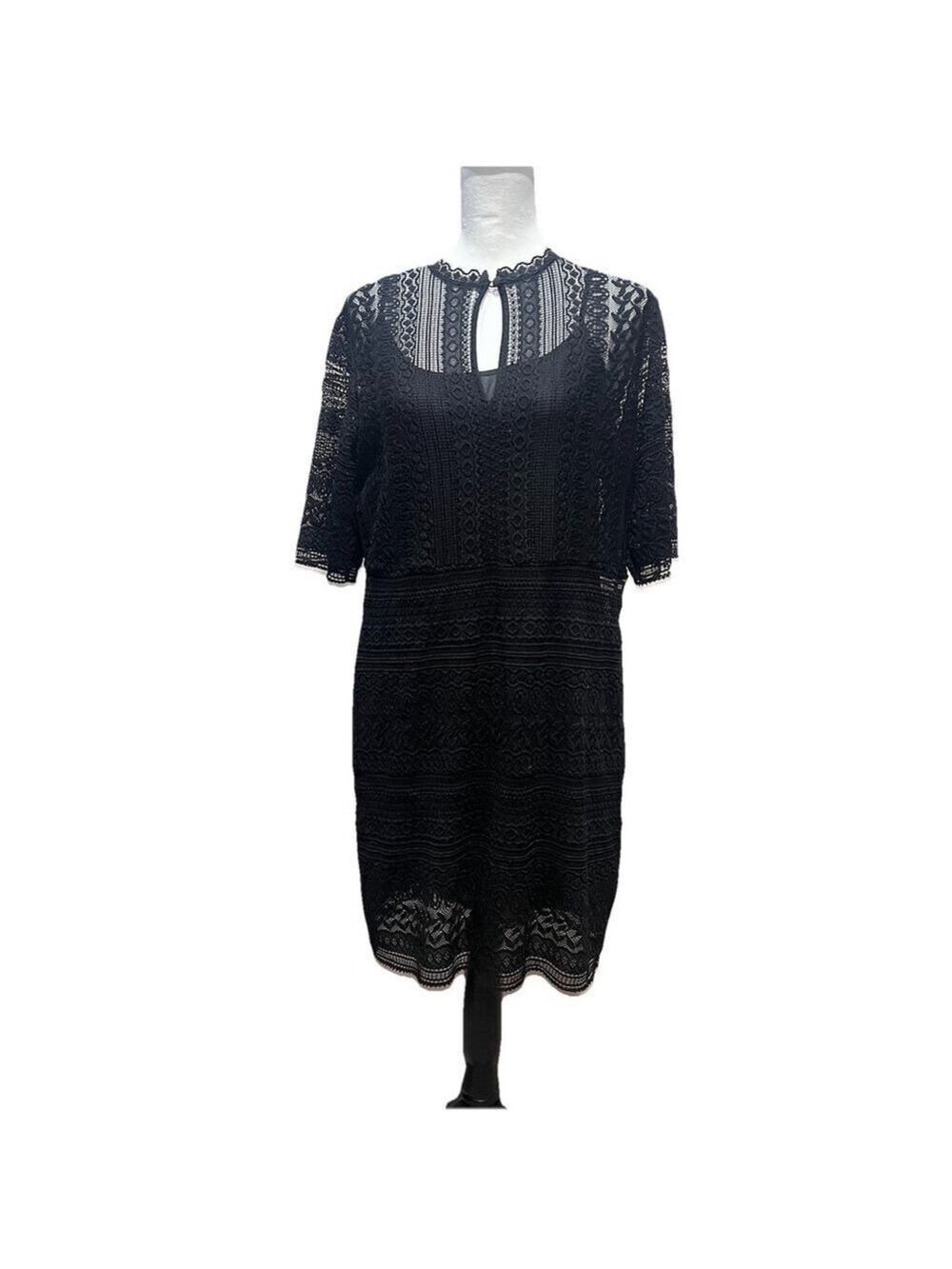 ZARA Midi Dress Large Textured Crochet Black CottageCore Embrace Whimsigoth Goth